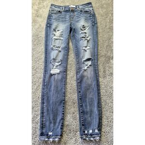 BKE VICTORIA UNIV FIT MID RISE SKINNY JEANS Size 26 x 31.5 Distressed Grunge